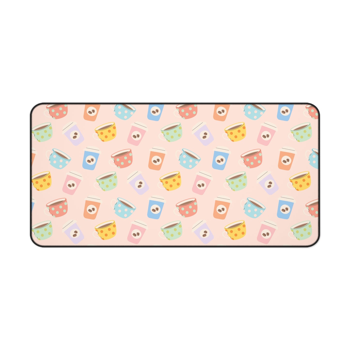 Pastel Coffee Pattern Desk Mat