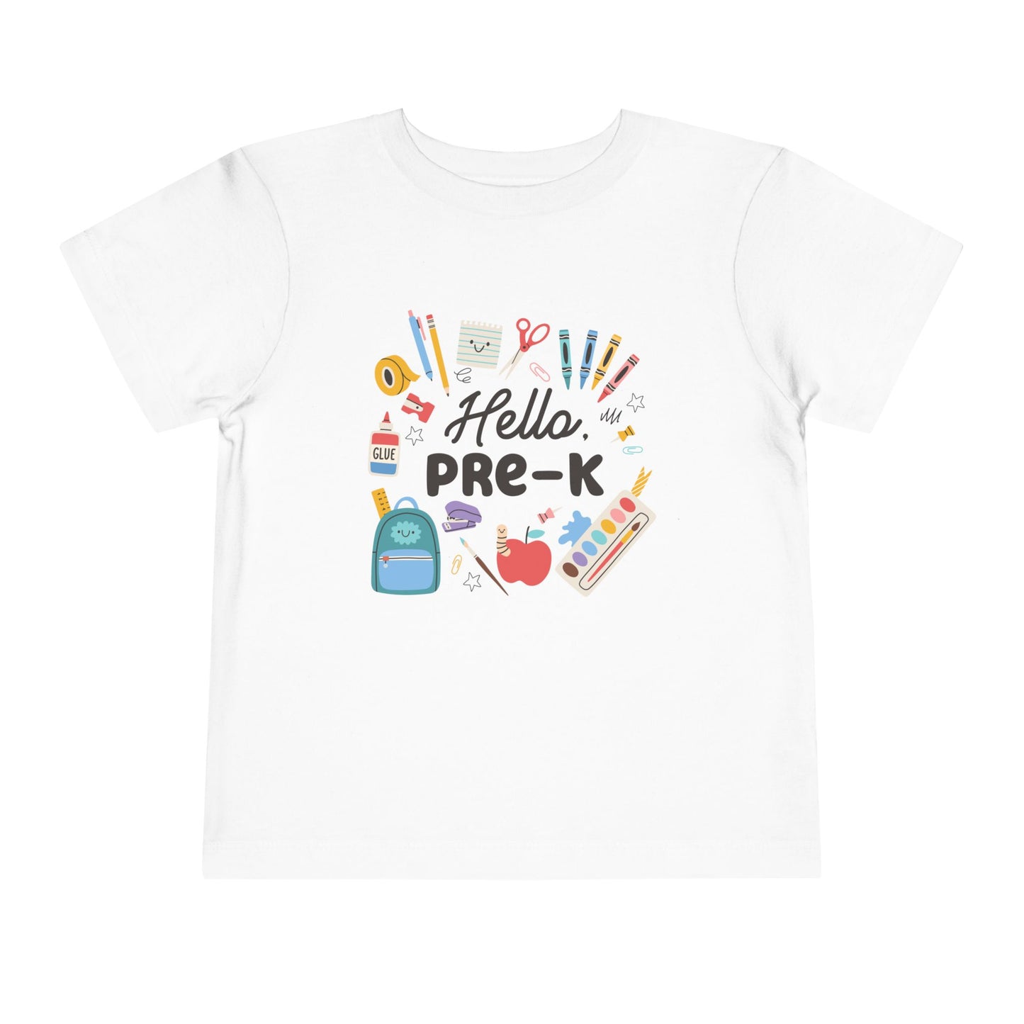 Toddler Short Sleeve Tee | Hello Pre-K Shirt | Cute Kids T-Shirt | Back to School Apparel | Toddler Gift | Fun Classroom Top