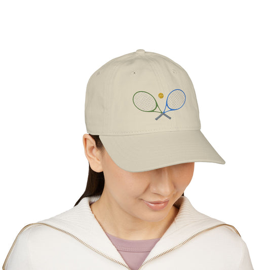 Organic Embroidered Tennis Cap, Eco-Friendly Sports Hat, Gift for Tennis Lovers, Summer Accessory, Casual Wear, Outdoor Cap