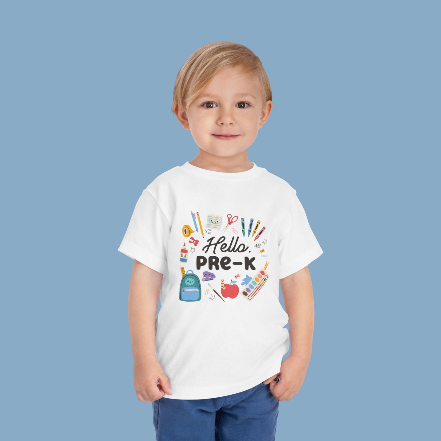 Toddler Short Sleeve Tee | Hello Pre-K Shirt | Cute Kids T-Shirt | Back to School Apparel | Toddler Gift | Fun Classroom Top