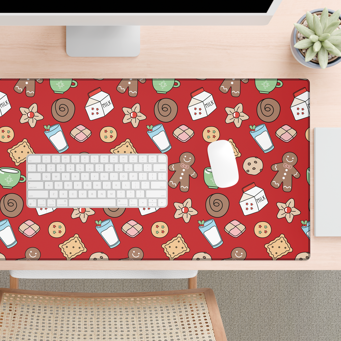 Christmas Cookies Desk Mat - Red