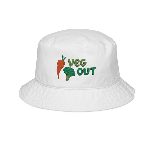 Veg Out Embroidered Bucket Hat for Farmer's Market Vibes