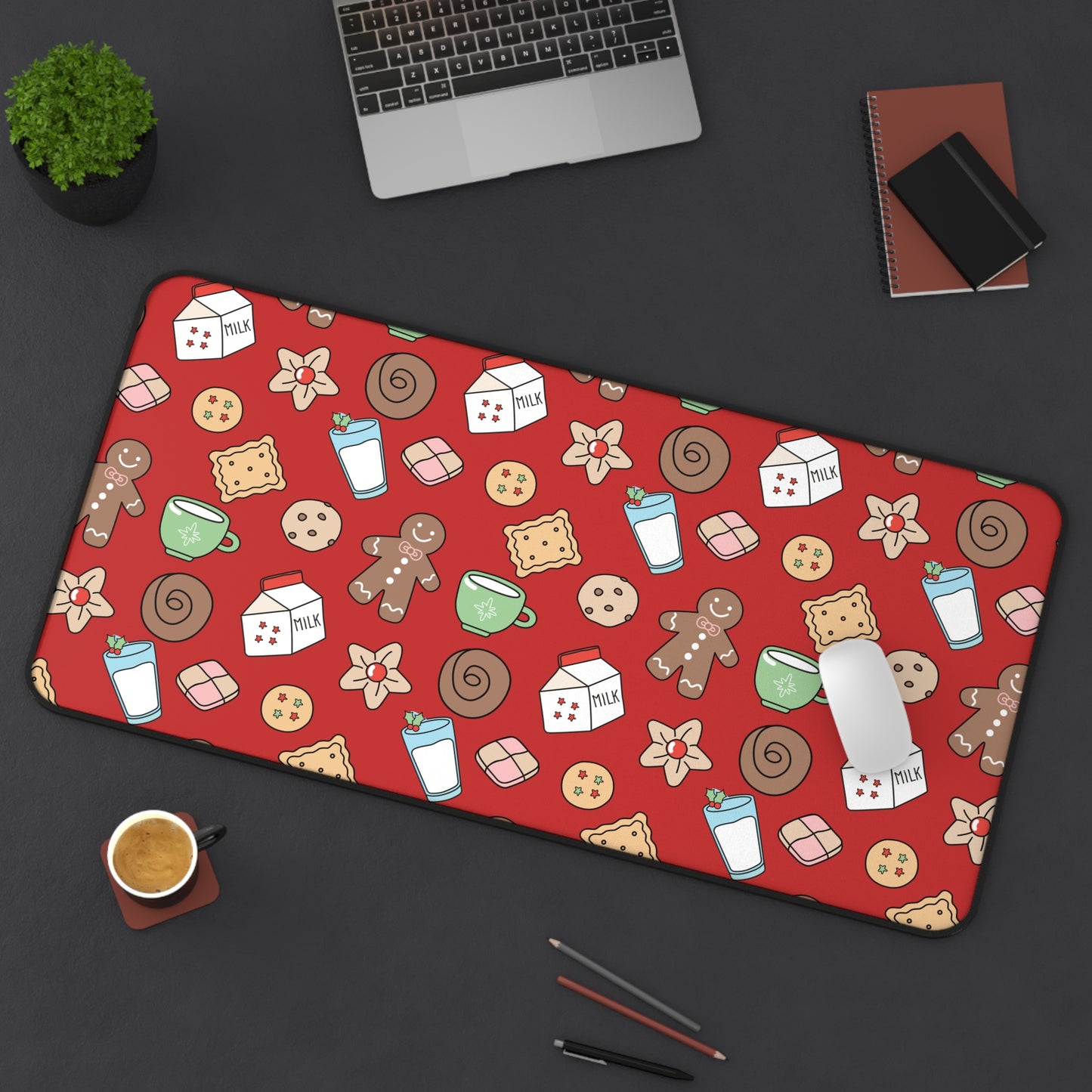 Christmas Cookies Desk Mat - Red