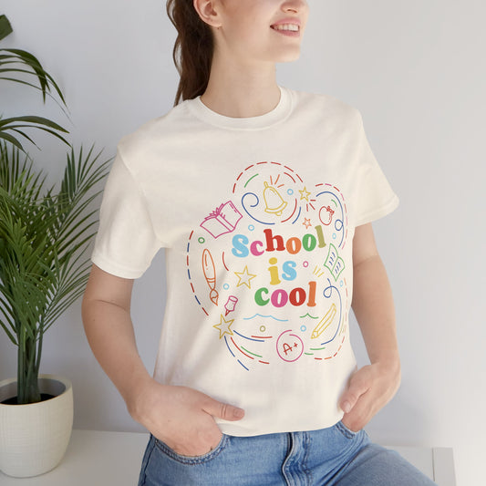School is Cool Unisex Jersey Tee, Back to School Shirt, Teacher Gift, Student Apparel, Cute Kids T-Shirt