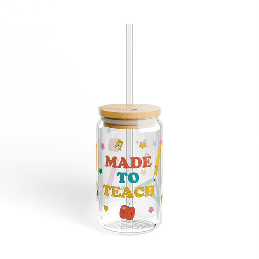 Teacher's Inspirational Sipper Glass, 16oz | Perfect for Gifts, Back to School, Classroom Decor, Teacher Appreciation, School Supplies