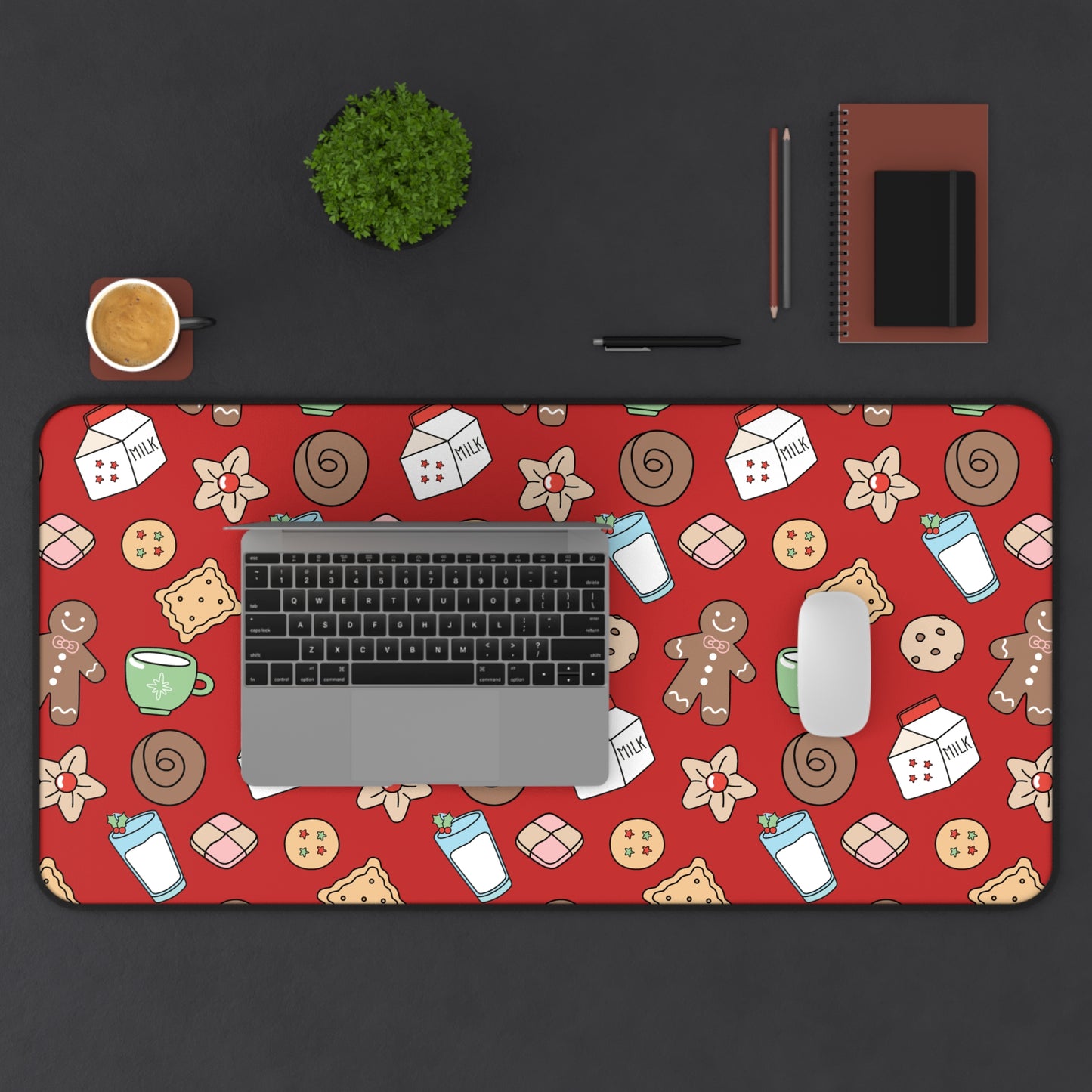 Christmas Cookies Desk Mat - Red