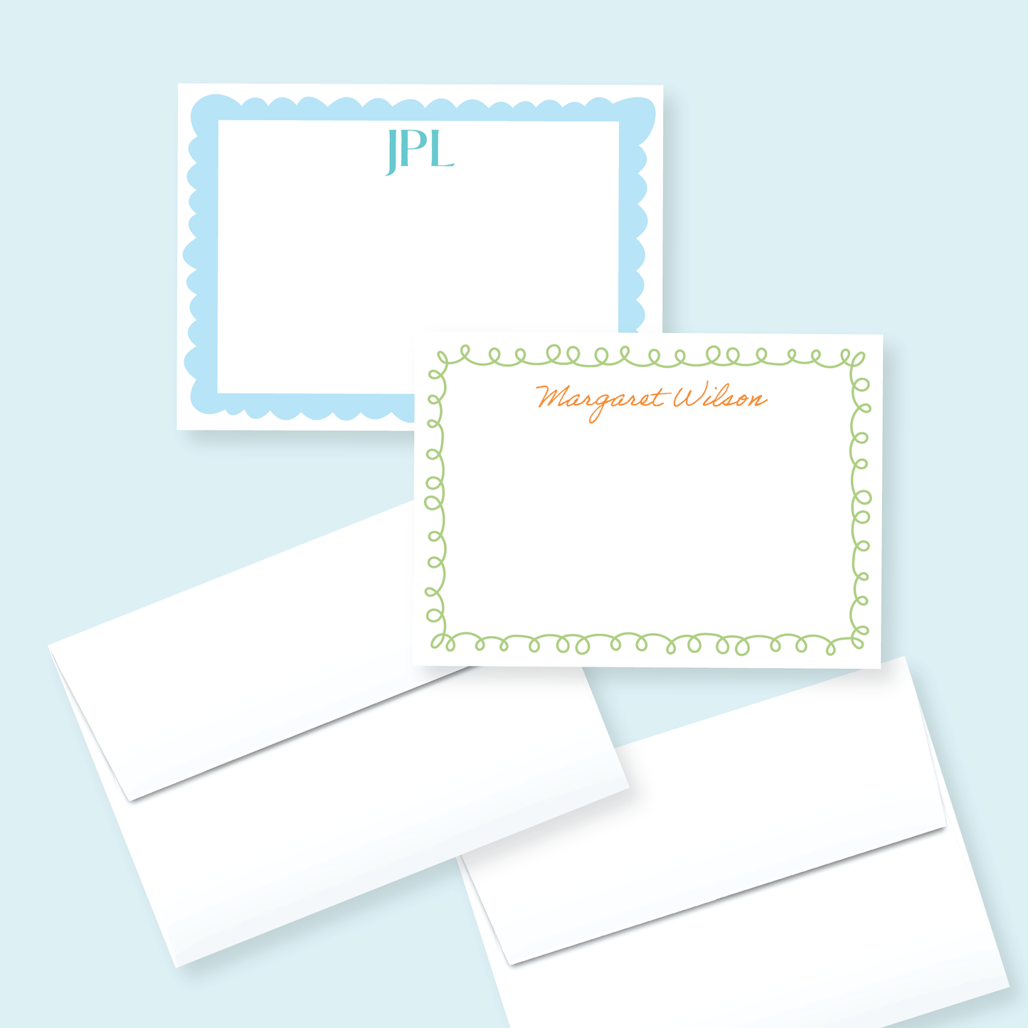 Custom Border Preppy Stationery Set of 12