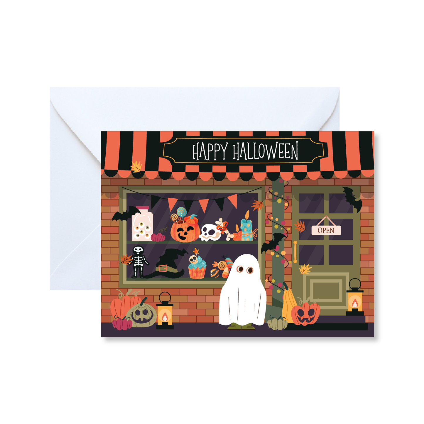 Halloween Storefront Greeting Card