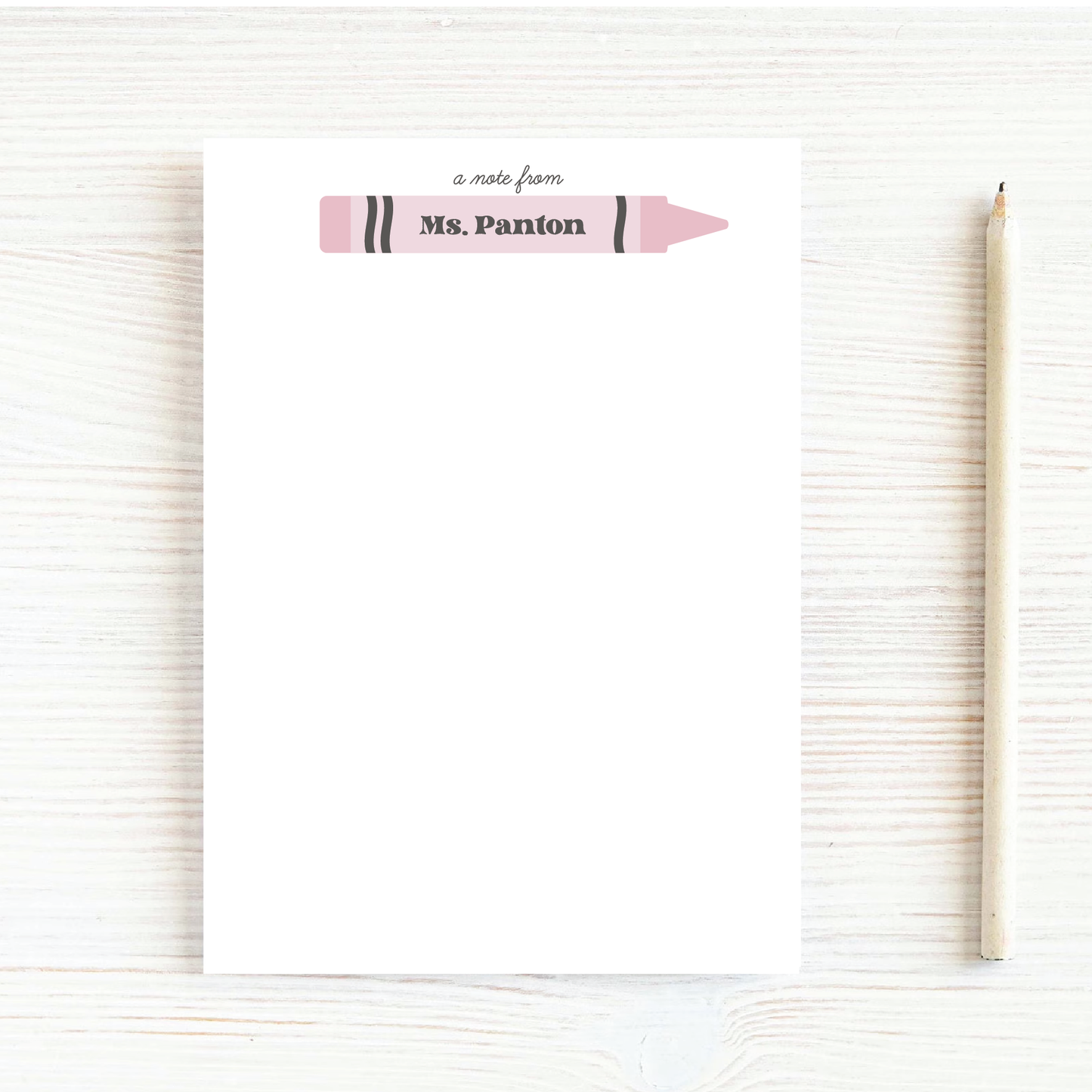 Personalized Crayon Name Notepad