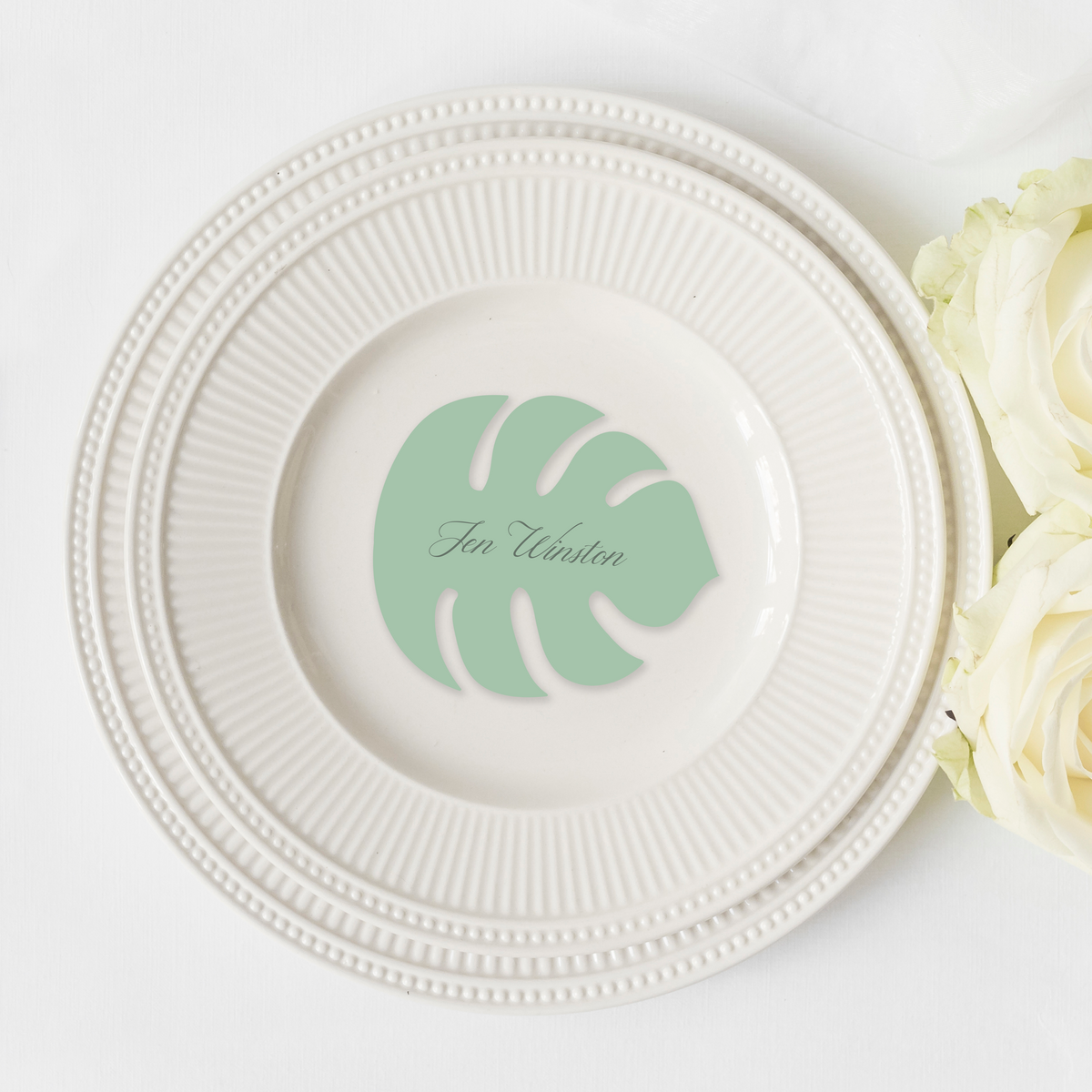 Palm Leaf Shaped Place Cards - Printed and Die-Cut