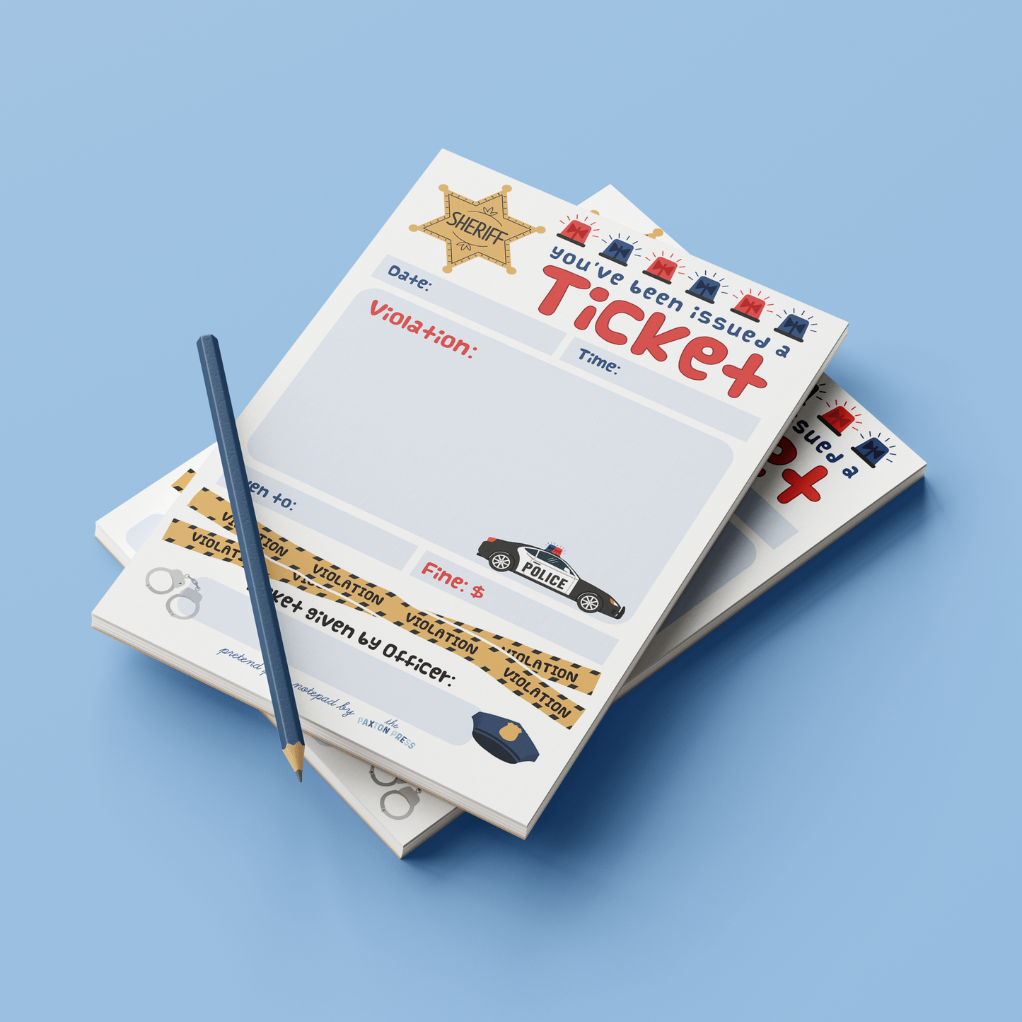 Kids Pretend Play Police Ticket Notepad
