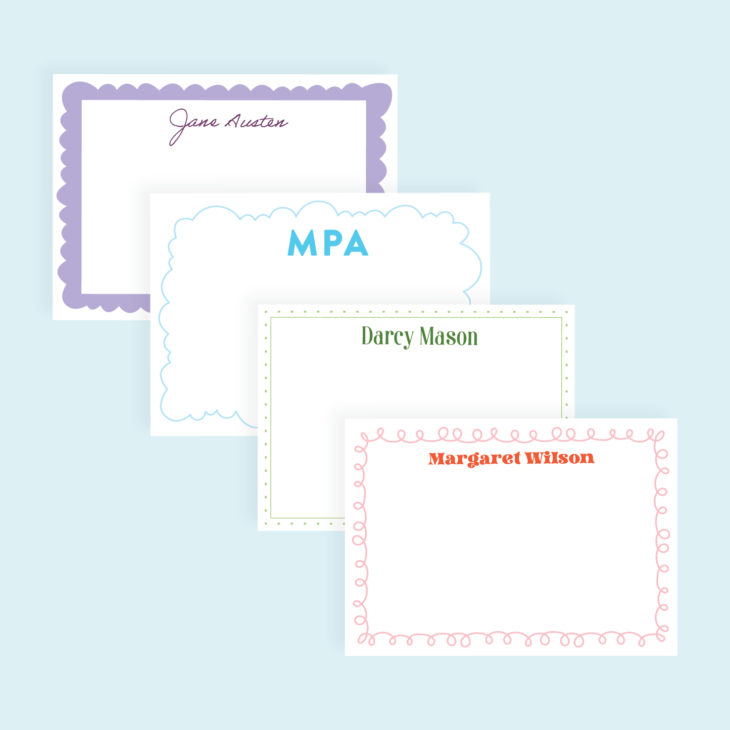Custom Border Preppy Stationery Set of 12