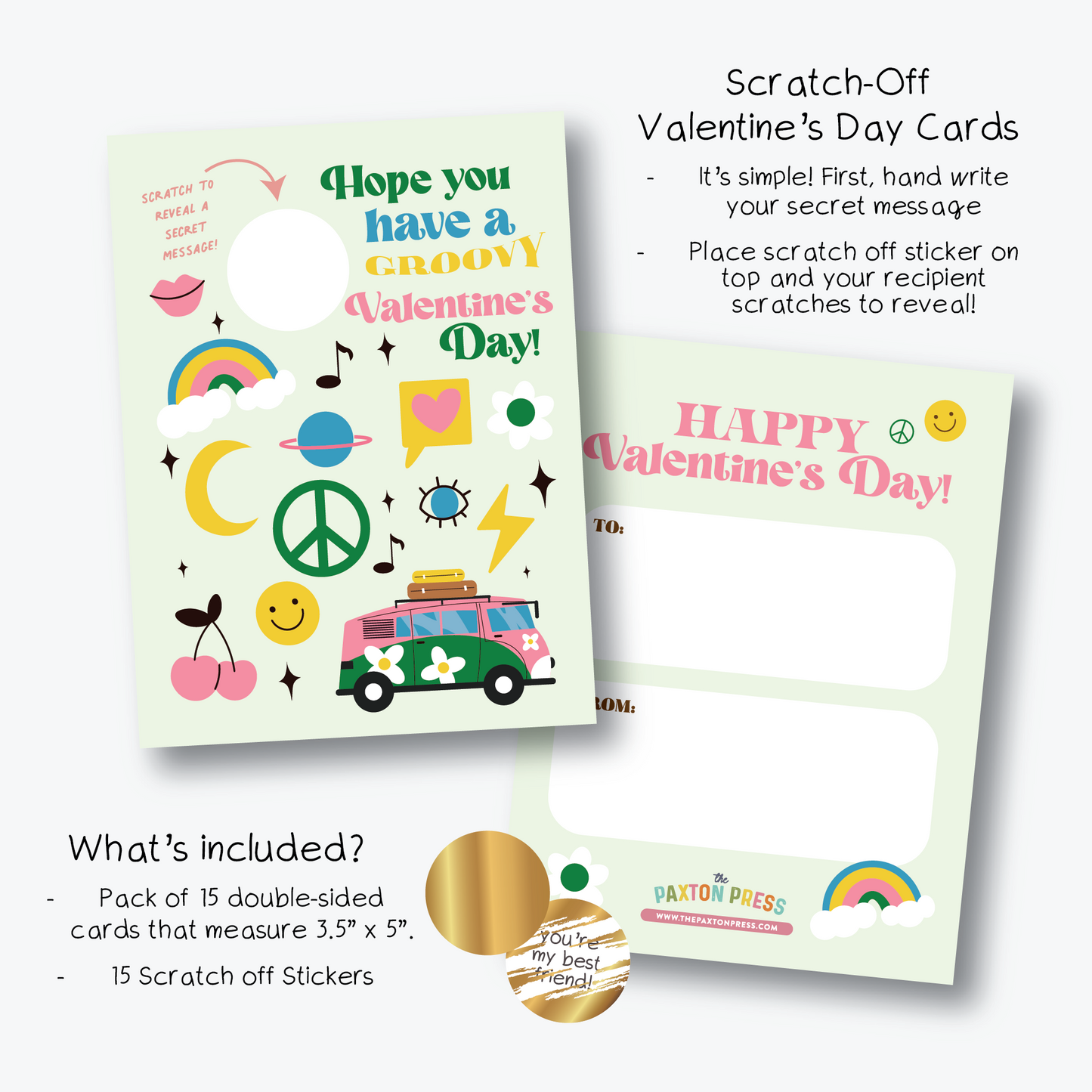 Groovy Retro Scratch-Off Class Valentines