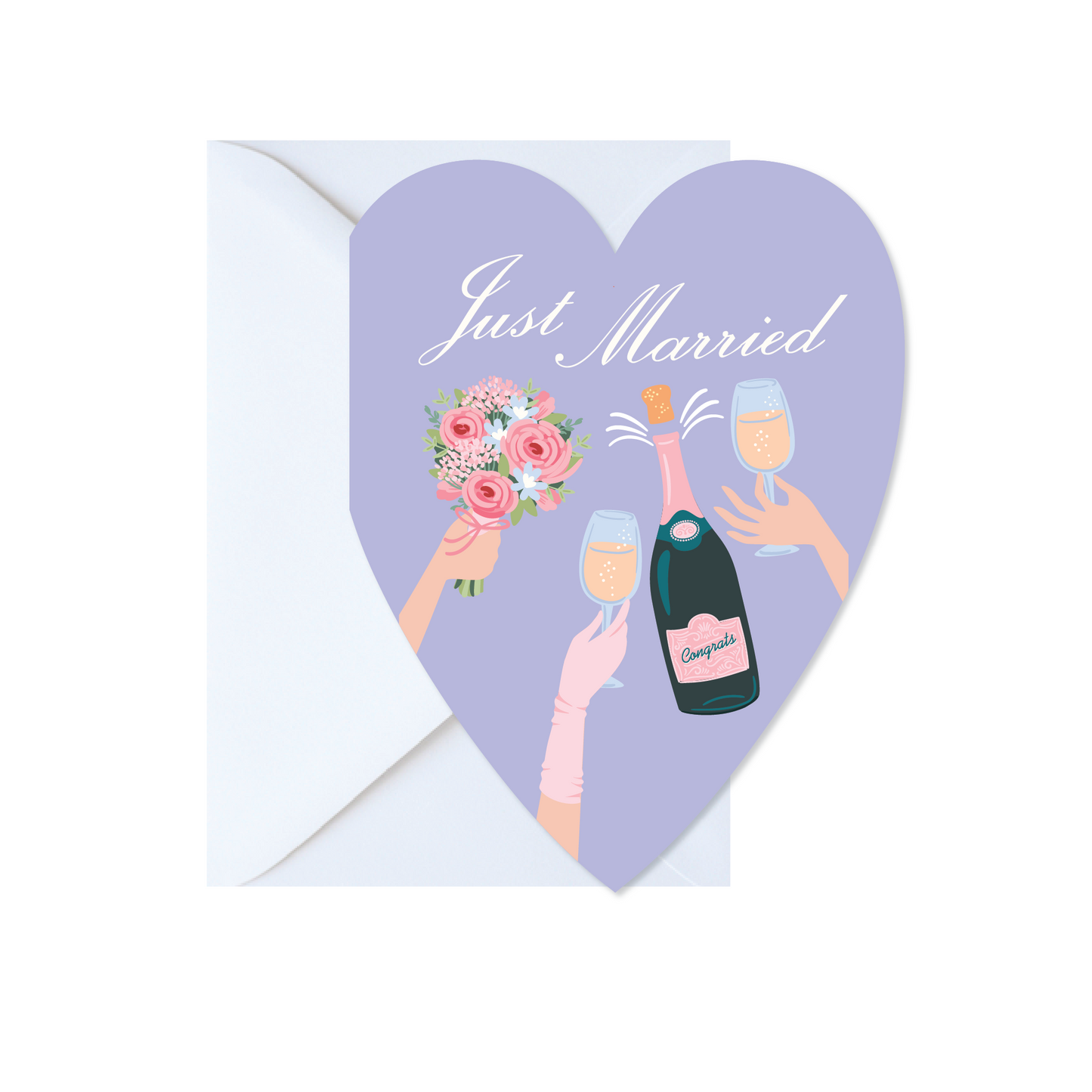 Just Married Die-Cut Heart Greeting Card