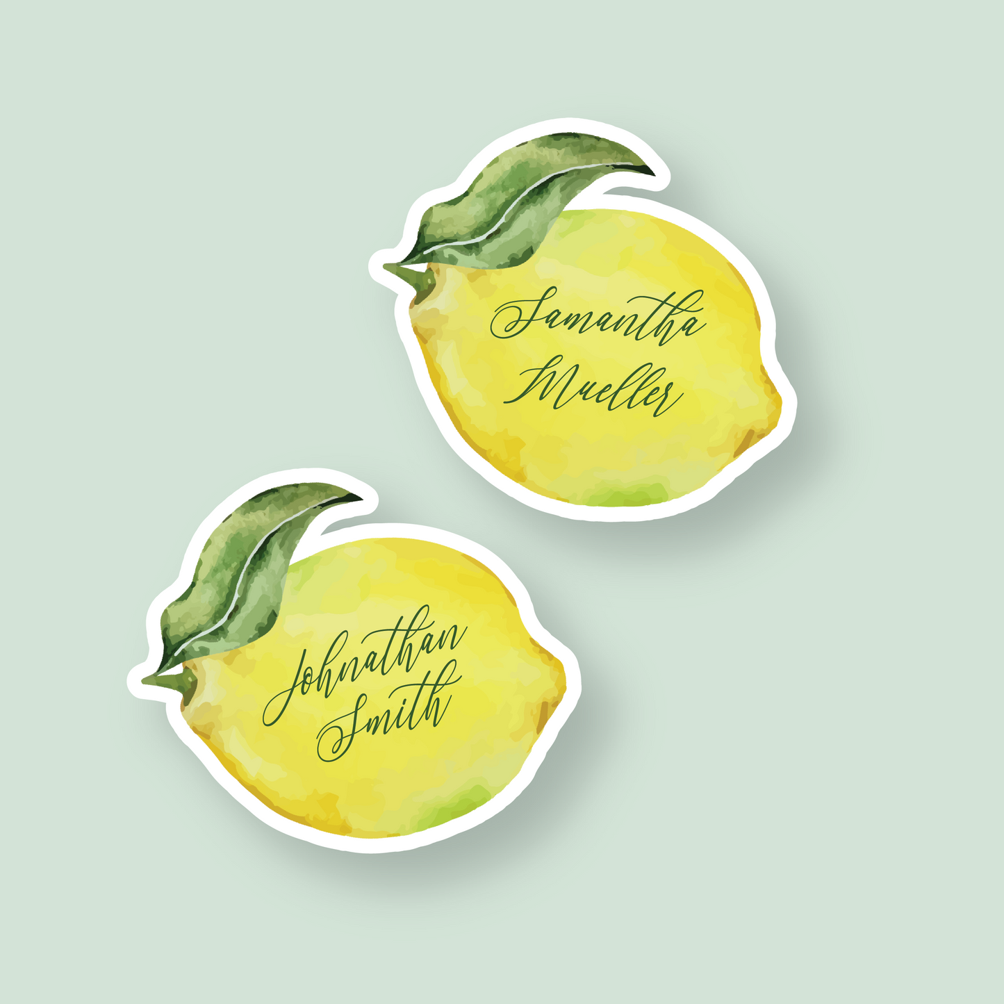 Watercolor Lemon Shaped Place Cards - Printed and Die-Cut