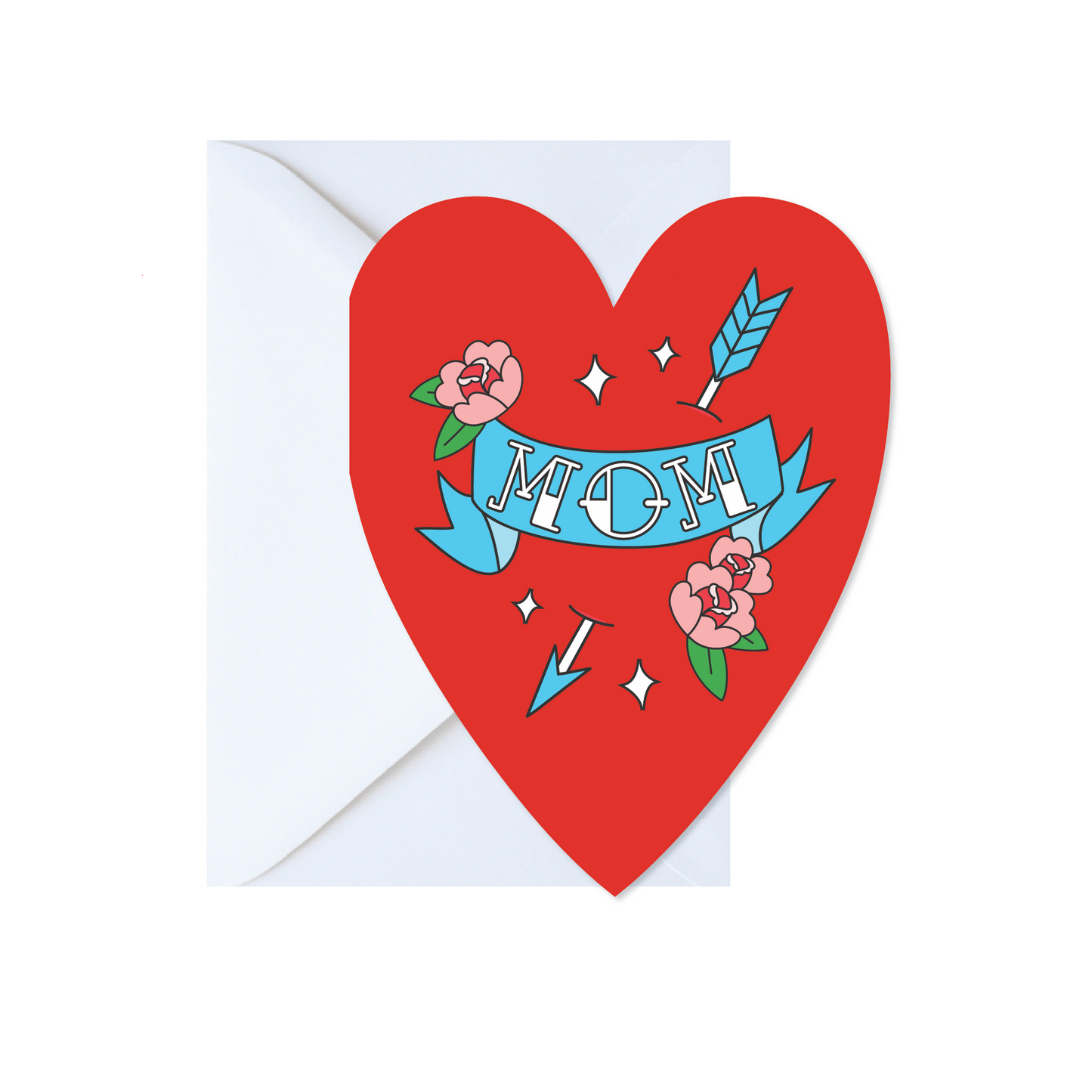Mom Die-Cut Heart Tattoo Greeting Card
