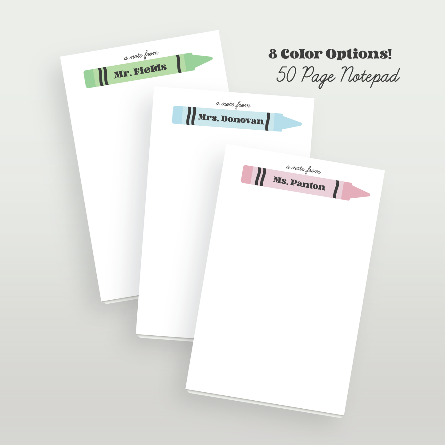 Personalized Crayon Name Notepad