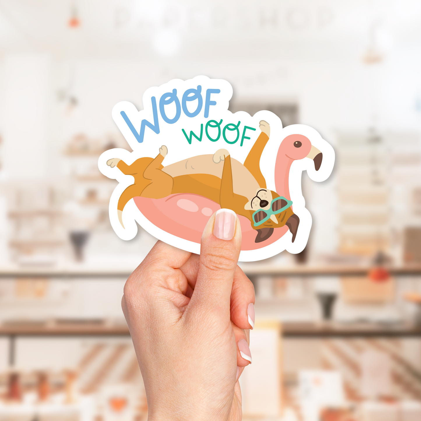 Woof Woof Dog on Float Sticker