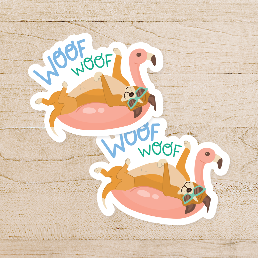 Woof Woof Dog on Float Sticker