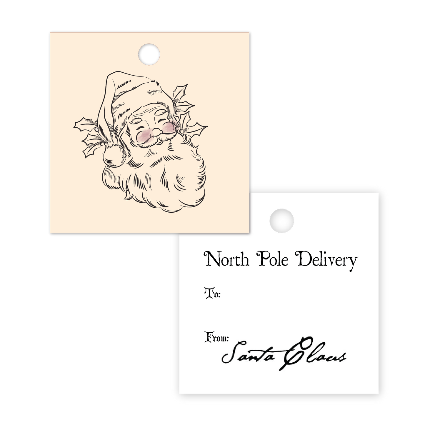 Light Pink Santa Favor Tags
