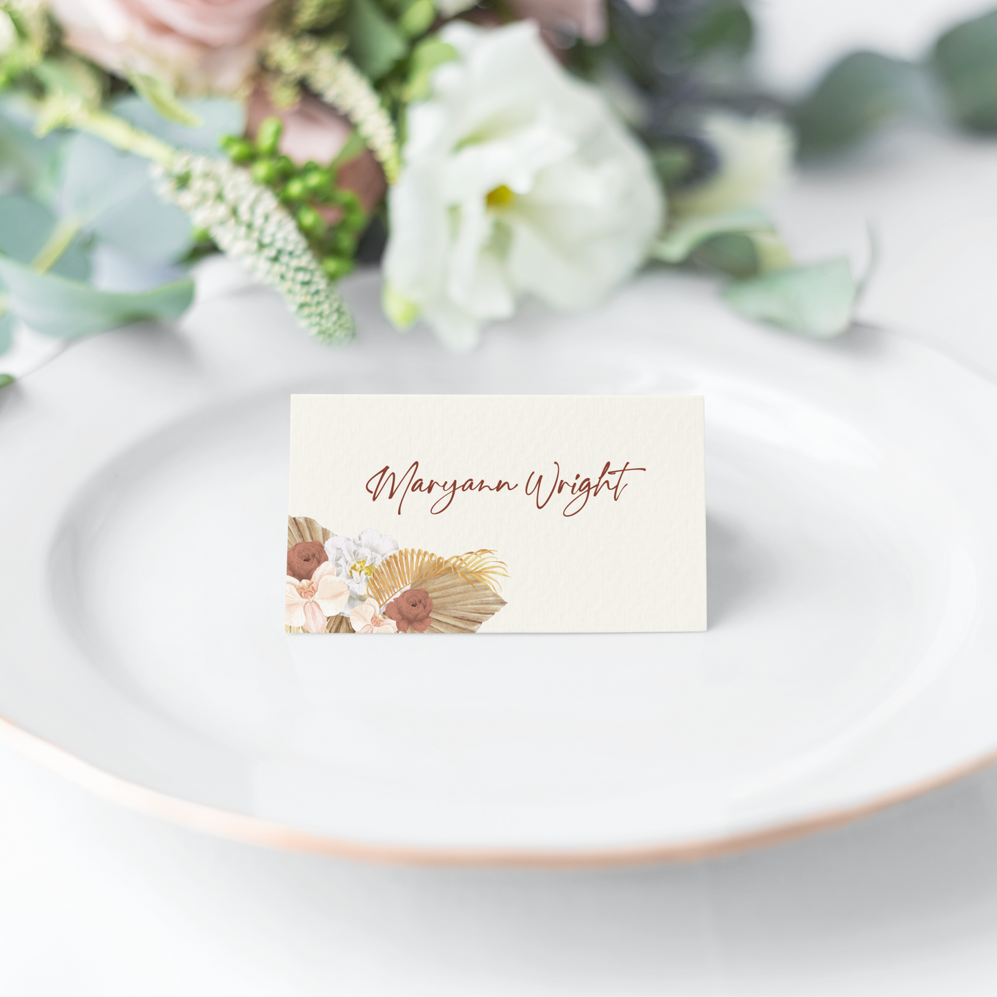 Boho Beach Dried Palms Place Cards
