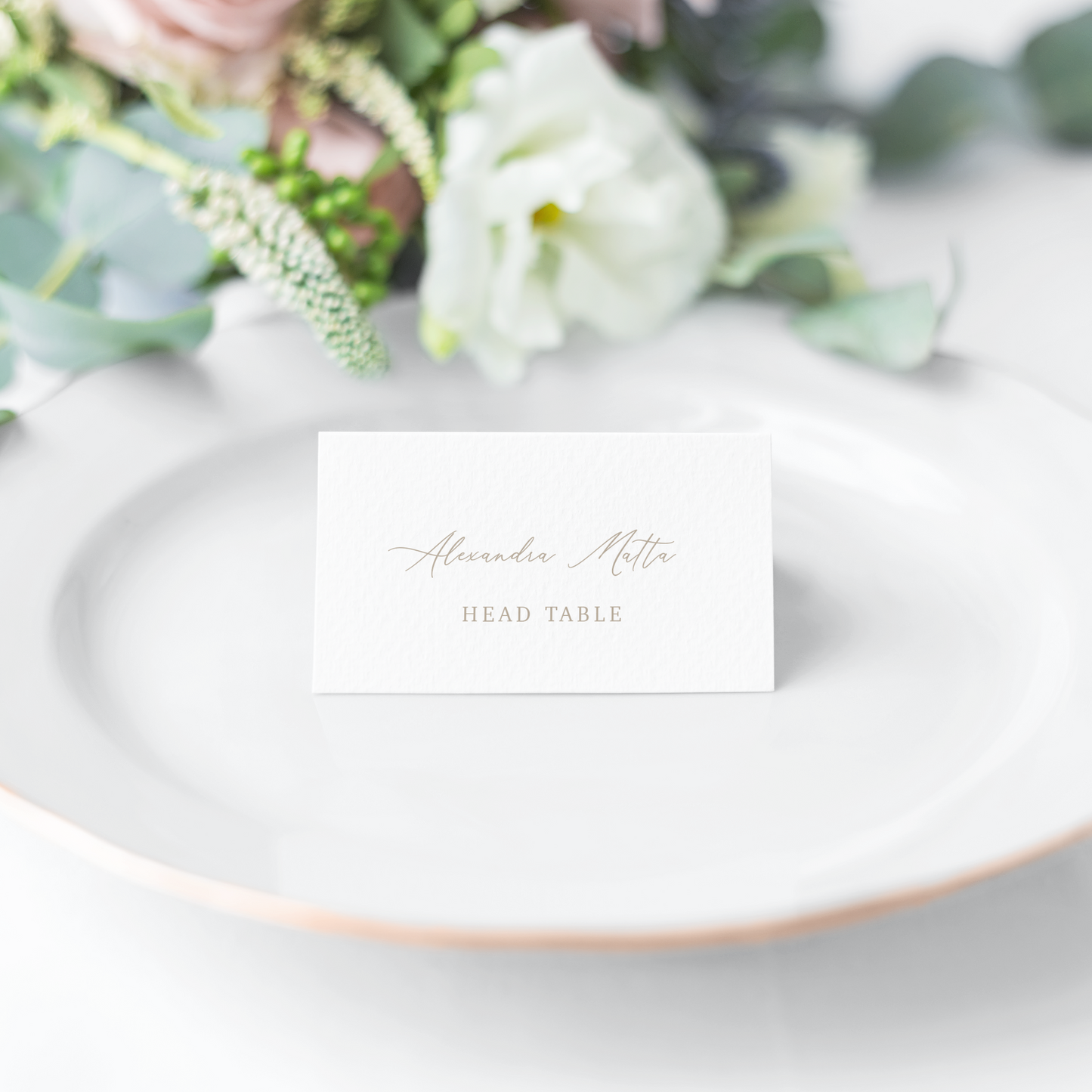 Simple Gold Calligraphy Place Cards