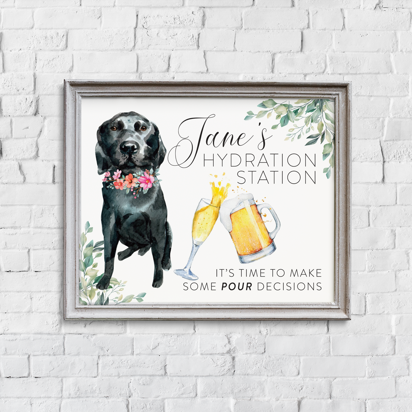 Hydration Station Wedding Pet Bar Sign 8" x 10"