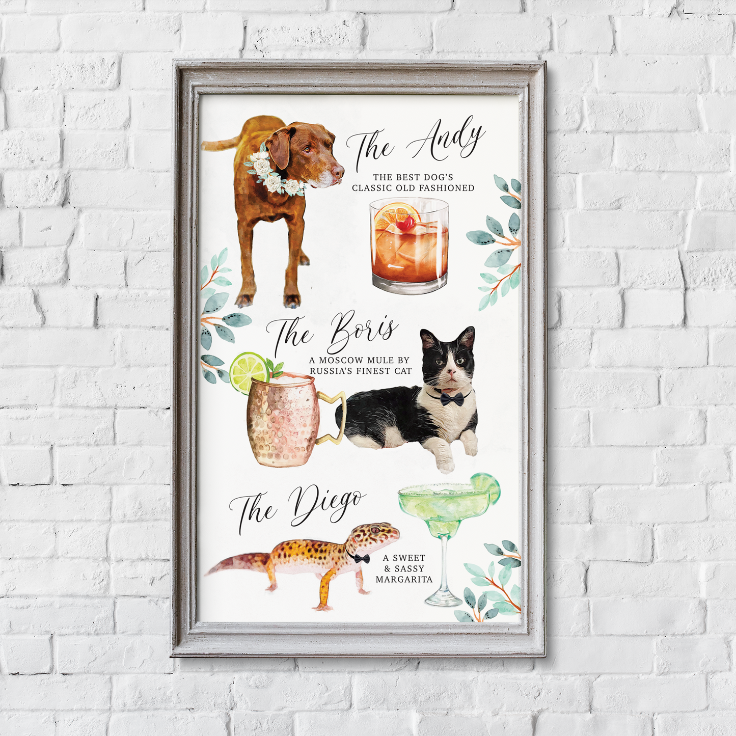 Signature Cocktails Wedding Pet Bar Sign 8.5" x 14"