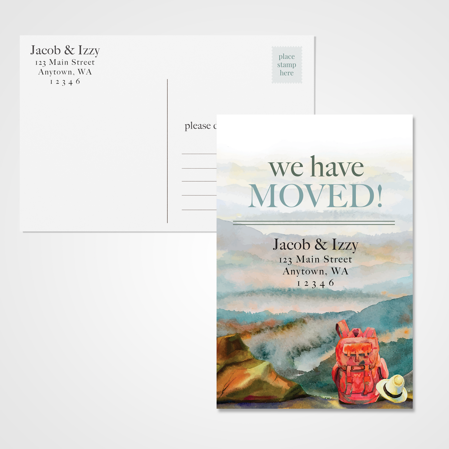 We Have Moved Mountain Backpacking Post Card (Set of 50)