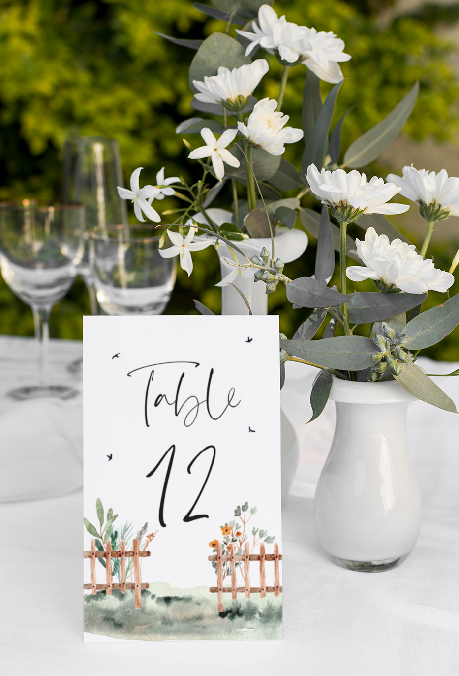 Country Fence Tented Table Numbers