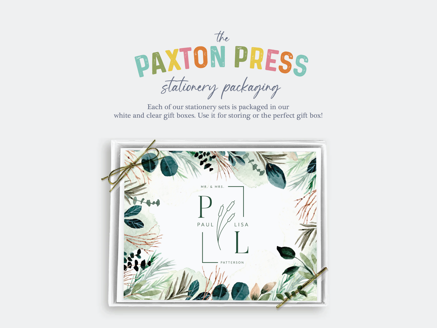 Greenery Initials Personalized Stationery Set of 12