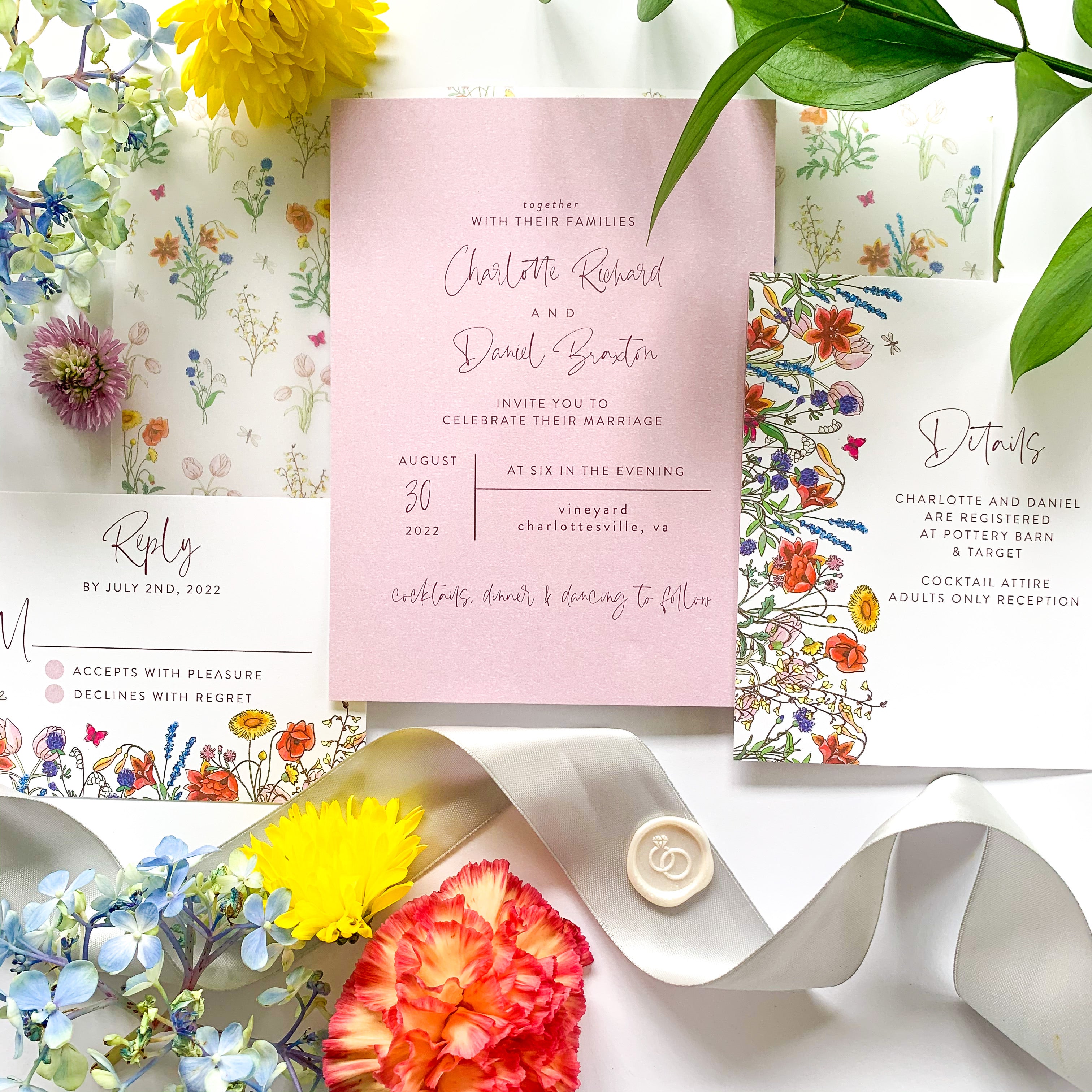 Summer Love Wedding Invitations by Wildfield Paper Co