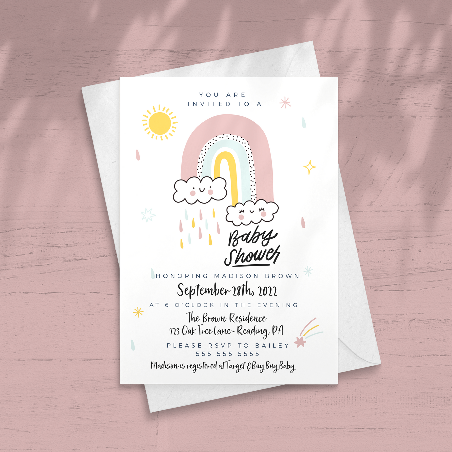 Rainbow Baby Shower Invitation