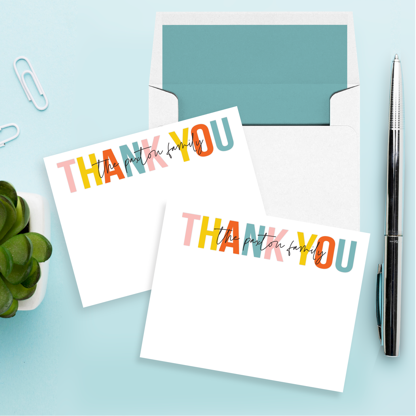 Thank You Rainbow Personalized Stationery Set of 12