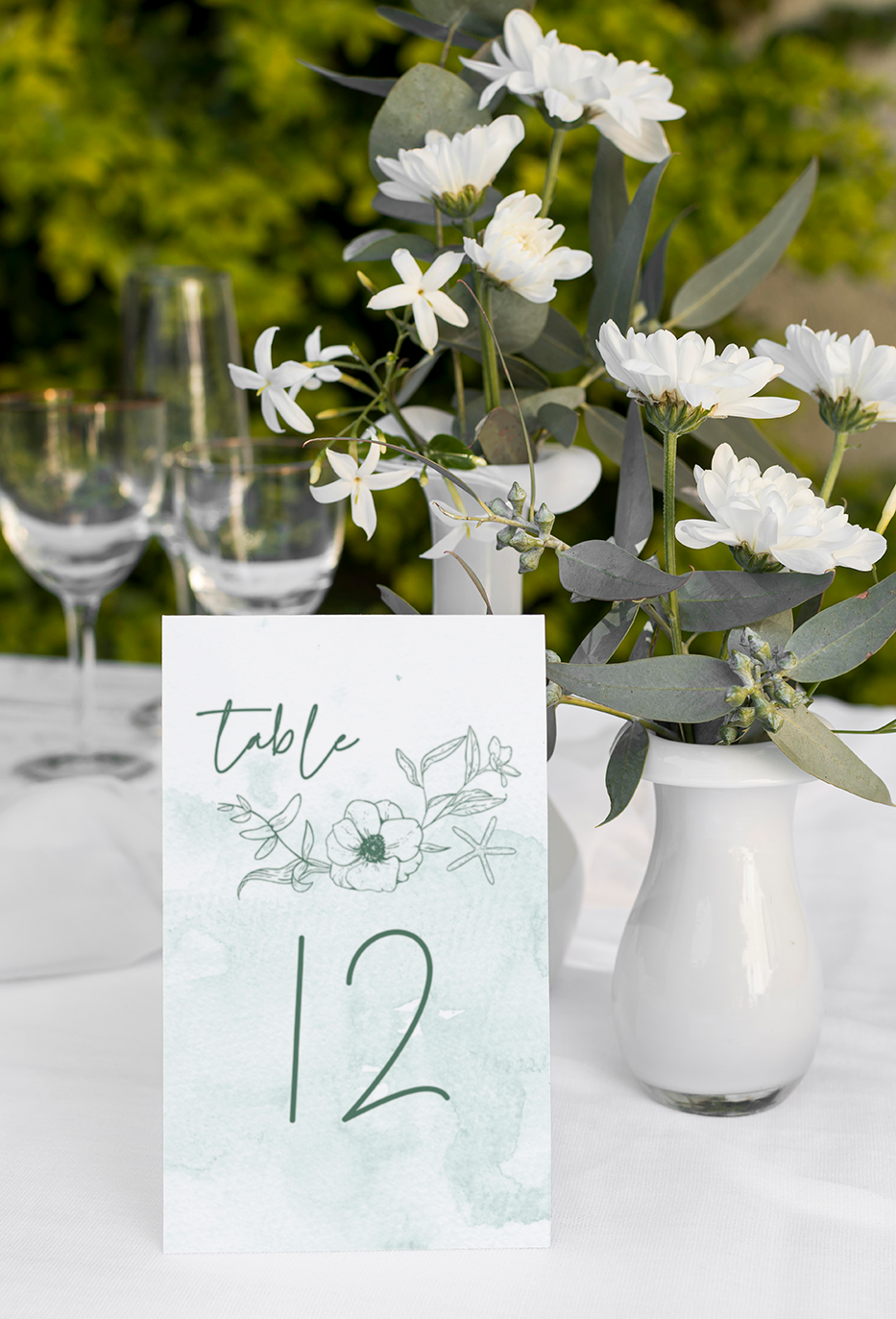 Ocean Watercolor Tented Table Numbers