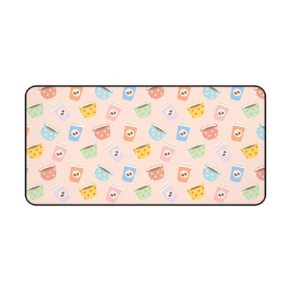 Pastel Coffee Pattern Desk Mat