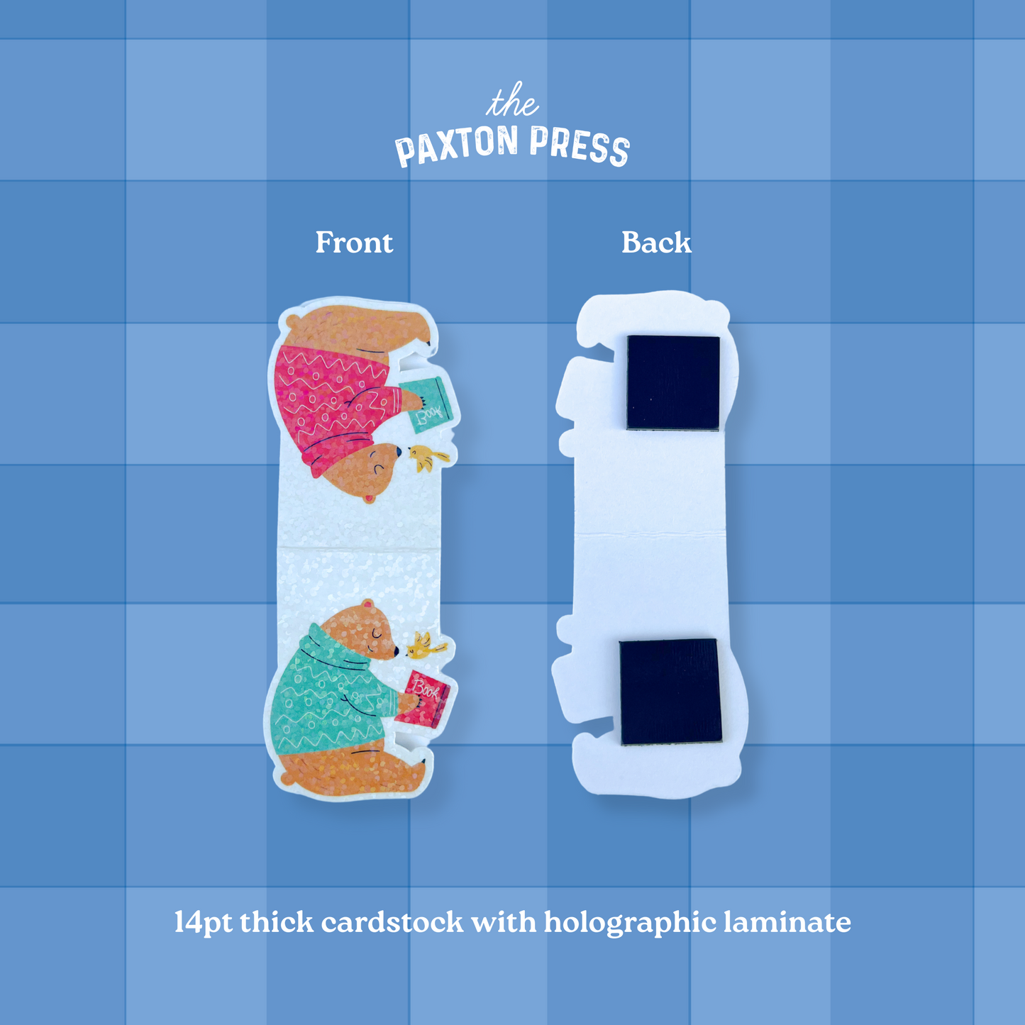 Cute Bear Reading Holographic Magnetic Bookmark