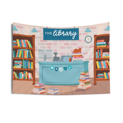 Cozy Library Pretend Play Backdrop