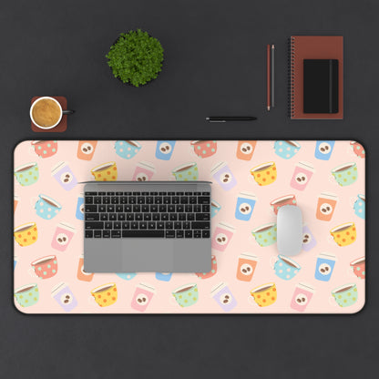 Pastel Coffee Pattern Desk Mat