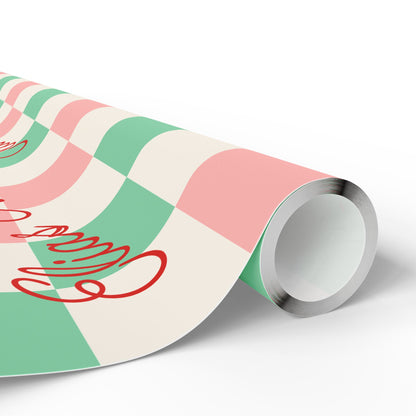 Checkerboard Custom Name Christmas Wrapping Paper