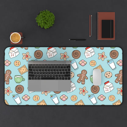 Christmas Cookies Desk Mat - Snow Blue