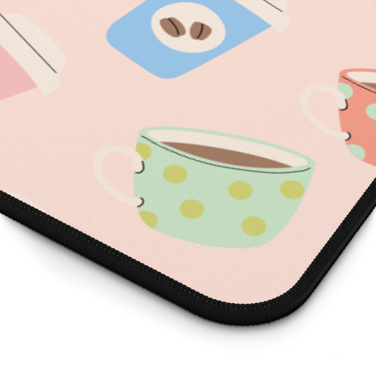 Pastel Coffee Pattern Desk Mat