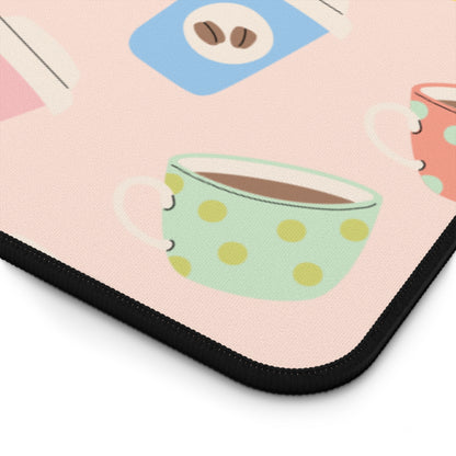 Pastel Coffee Pattern Desk Mat