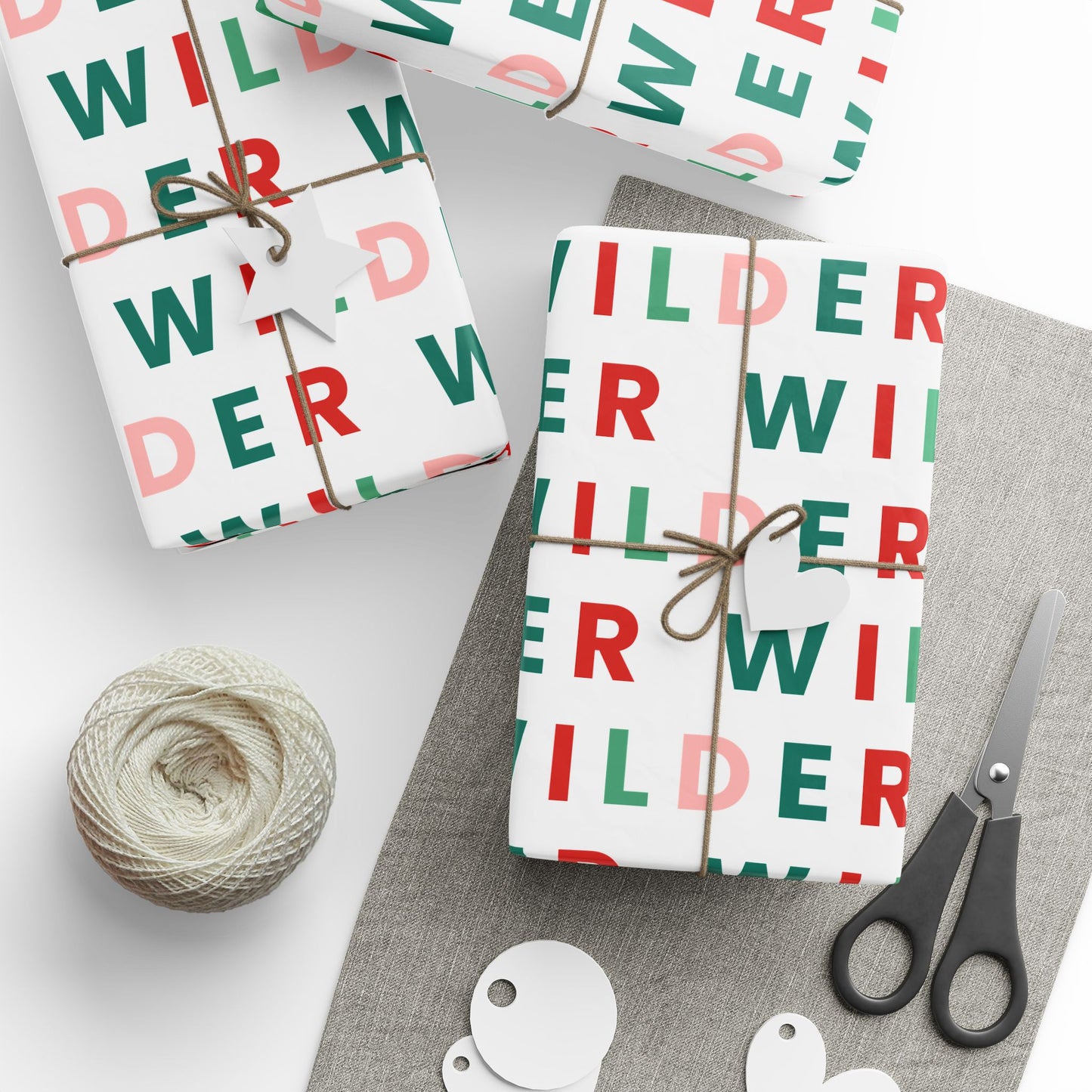 Modern Custom Name Christmas Wrapping Paper
