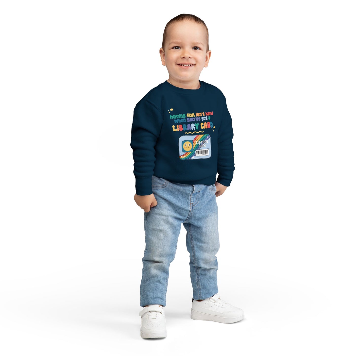 Toddler Sweatshirt - 'Having Fun Isn't Hard When You've Got a Library Card' Cute Kids Library Card Pullover