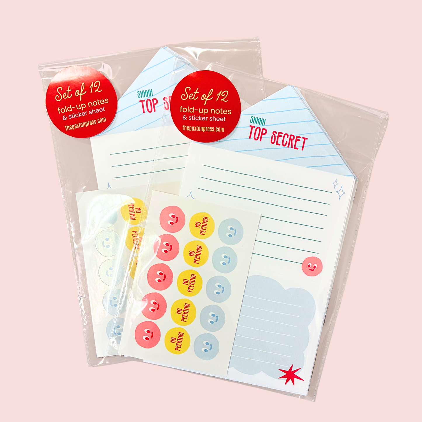 Kids Top Secret Fold Up Letter Set of 12 - Cute Notes & Stickers