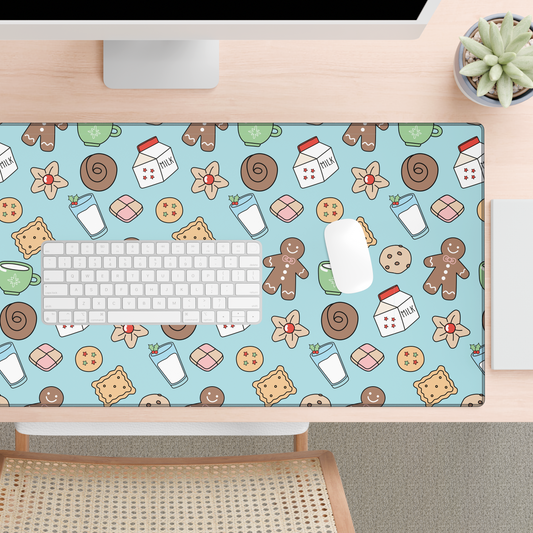 Christmas Cookies Desk Mat - Snow Blue