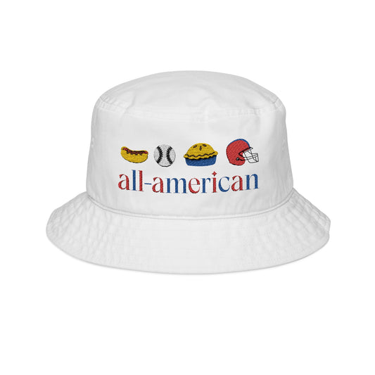 All-American Embroidered Bucket Hat | Summer Fashion, Beachwear, Gift for Sports Lovers, Outdoor Adventure, Unique Style