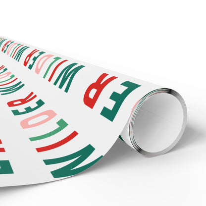 Modern Custom Name Christmas Wrapping Paper