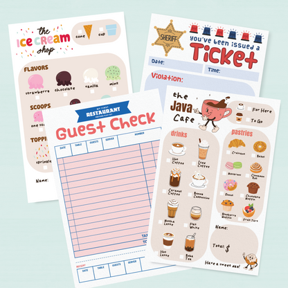 Set of 4 Dramatic Play Notepads